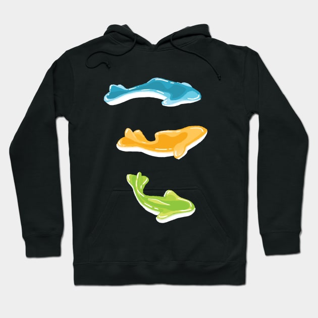 Three gummy sharks Hoodie by Witchie's